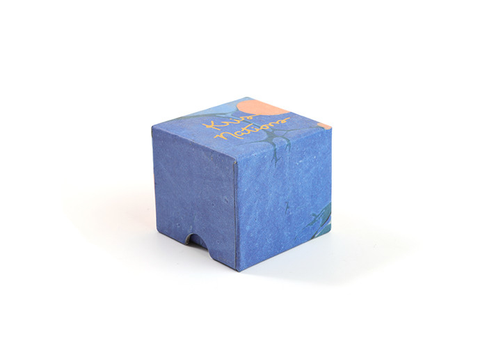 Stamping Custom Printed Jewellery Boxes Blue Cardboard Earring With Finger Position